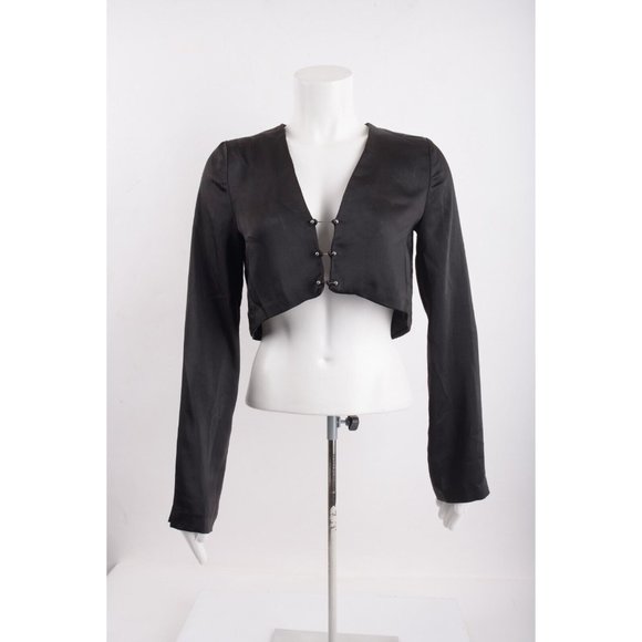 Zara Black Cropped Blouse - Picture 1 of 6